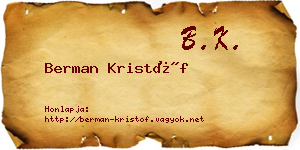 Berman Kristóf névjegykártya